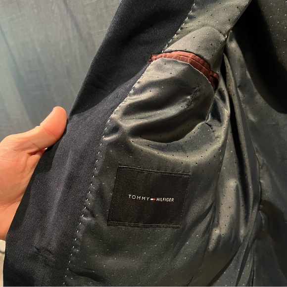 Tommy Hilfiger 36R Cotton Corduroy Elbow Patch Blazer in Navy - Picture 8 of 9